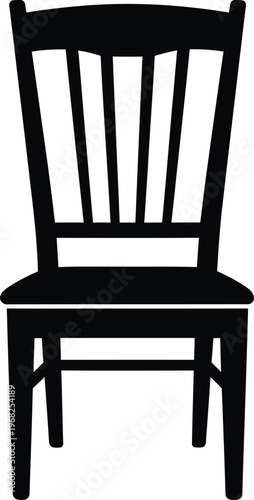 Silhouette classic wooden dining chair with slatted back furniture vector illustration