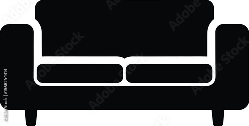 Silhouette comfortable sofa with two cushions vector illustration