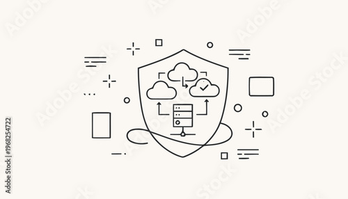 Cloud Security Shield Protecting Data and Information Online.