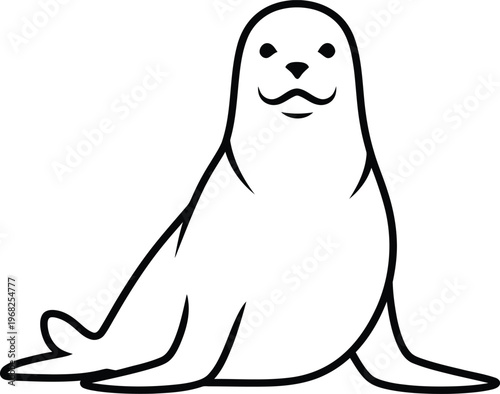 Silhouette cute seal animal resting on its side vector illustration