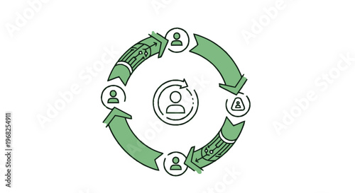 Circular Process Depicting People and Arrows in a Continuous Loop.