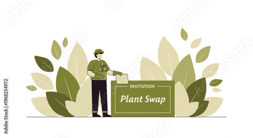 Man with Plants at Plant Swap Invitation Event