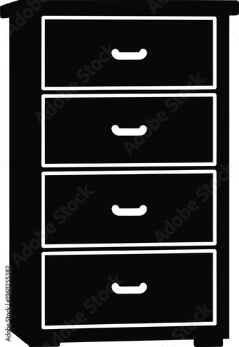 Silhouette dresser cabinet with five drawers and handles vector illustration