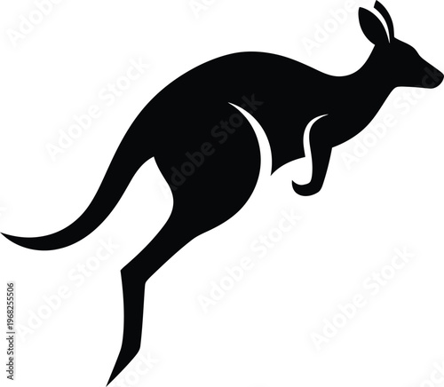Silhouette dynamic jumping kangaroo agile marsupial vector illustration