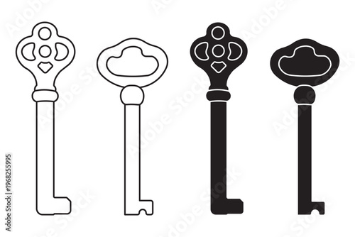 Various key vector icons illustrating concepts like security, privacy, access, unlock, password, solution, success, and digital protection.