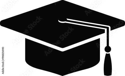 Silhouette graduation cap with tassel academic education symbol vector illustration