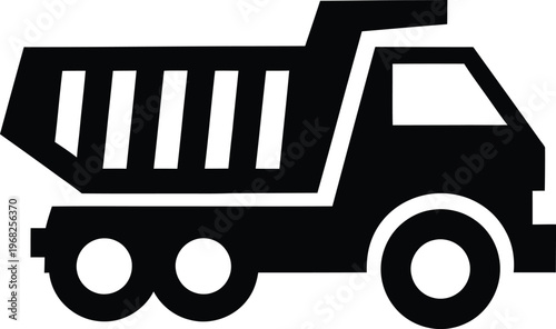 Silhouette heavy construction dump truck for industrial building site vector illustration