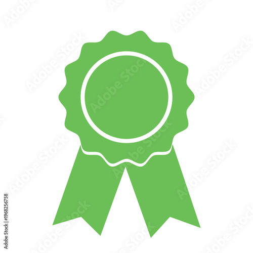 Green Ribbon Badge with Wavy Edges and Two Hanging Ribbons eps 10
