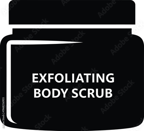 Silhouette jar of exfoliating body scrub cosmetic product vector illustration