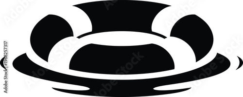 Silhouette marine lifebuoy floating on water for sea rescue vector illustration