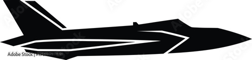 Silhouette modern jet fighter aircraft in flight vector illustration
