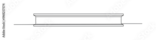 Steel Beam. Minimalistic one-line drawing horizontal steel beam with edges, continuous single black line on white background, simple outline style, no shading,