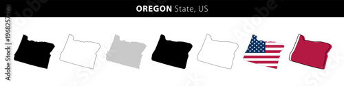 Map of Oregon state, US