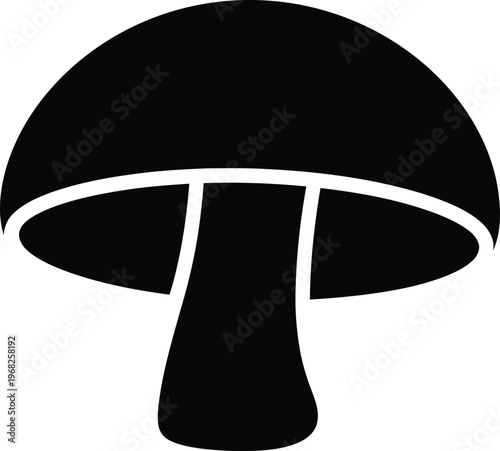 Silhouette of a fresh edible mushroom icon isolated vector illustration