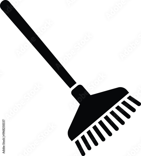Silhouette of a garden rake for cleaning outdoor debris vector illustration