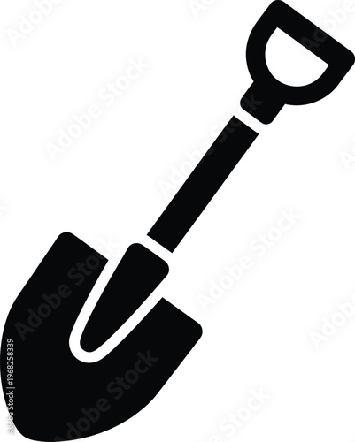 Silhouette of a garden shovel tool for digging and construction vector illustration