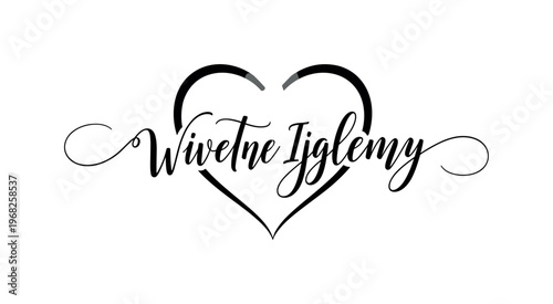 Shining Glow Heart. lettering and all elements in black. Vector style. AWhite background. Pure white background. Perfect isolation and visual consistency.