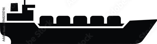 Silhouette of a large industrial cargo ship for maritime transport vector illustration