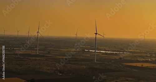 Wallpaper Mural Aerial view of Windmills/ Wind Turbines Operating in Rajkot, Gujarat, India. Renewable energy, Wind Energy Production, Wind Farm in India, Developing India Concept  Torontodigital.ca