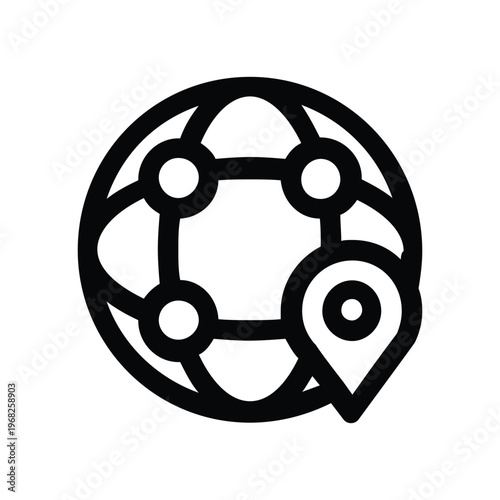 Global Network Support Connection Line Icon