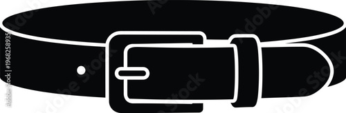 Silhouette of a leather belt with a metal buckle closure vector illustration