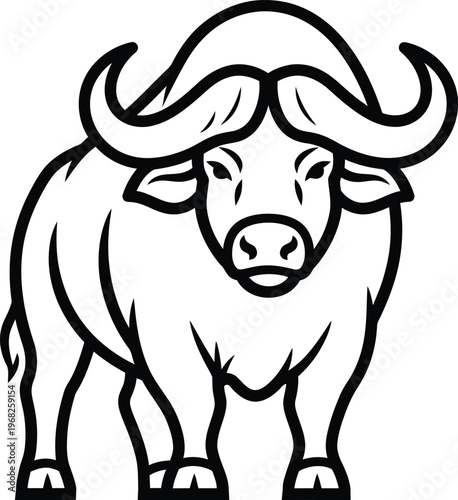 Silhouette of a majestic African buffalo standing powerfully vector illustration