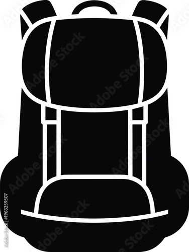 Silhouette of a modern hiking backpack for outdoor adventures vector illustration