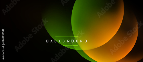 Abstract shapes overlap, creating vibrant color gradients on black background. Modern design element for digital projects.