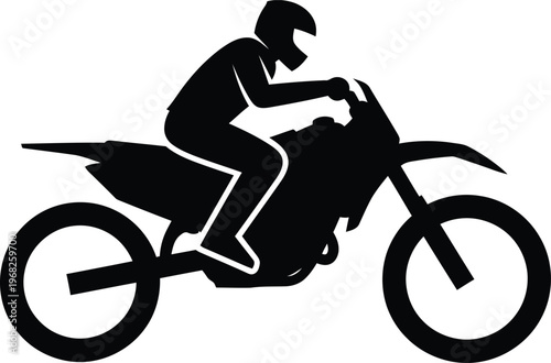 Silhouette of a person riding a dirt bike sport motorcycle illustration