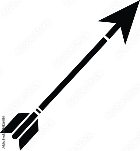 Silhouette of a simple arrow pointing diagonally upwards vector illustration