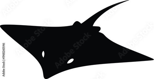Silhouette of a stingray swimming in the deep ocean vector illustration