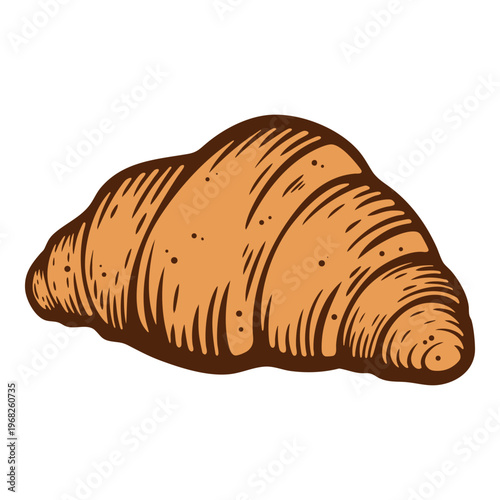 Croissant, french pastry, brunch snack, colourful, hand-drawn illustration, line art contour, isolated