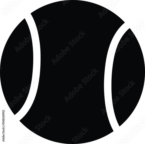 Silhouette of a tennis ball with curved seam lines vector illustration