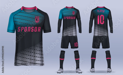 t-shirt sport design template, Soccer jersey mockup for football club. uniform front and back view.	