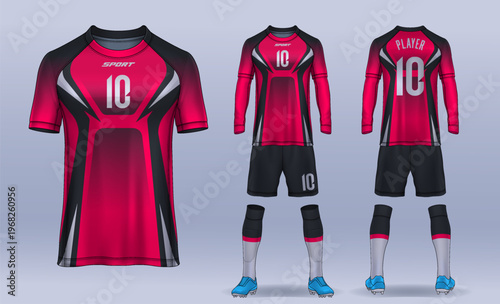 t-shirt sport design template, Soccer jersey mockup for football club. uniform front and back view.	
