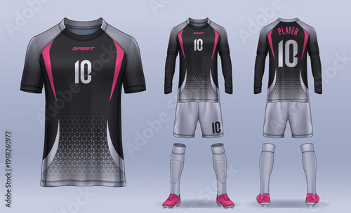 t-shirt sport design template, Soccer jersey mockup for football club. uniform front and back view.	