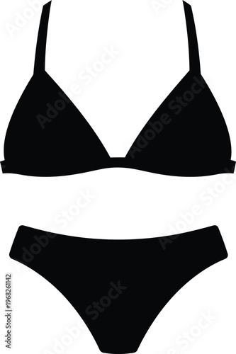 Silhouette of a two piece female bikini swimsuit for beach vector illustration