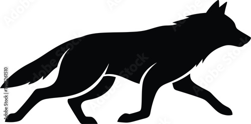 Silhouette of a wild wolf prowling in side profile pose vector illustration