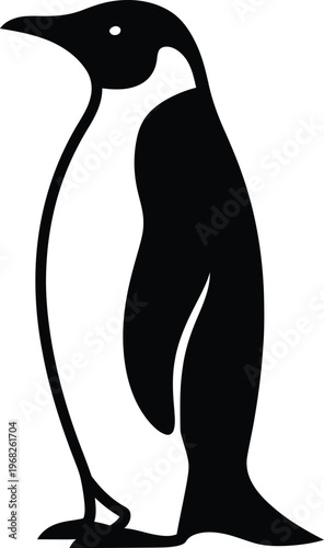Silhouette of an Emperor penguin standing elegantly on its feet vector illustration