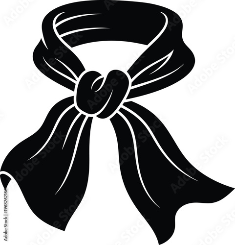 Silhouette of tied ribbon with flowing ends vector illustration
