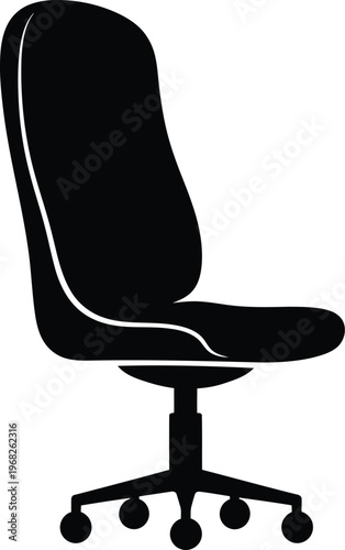 Silhouette office swivel chair with five wheels and adjustable height vector illustration