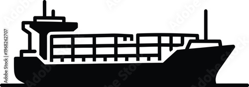 Silhouette profile of a large maritime cargo ship for logistics vector illustration