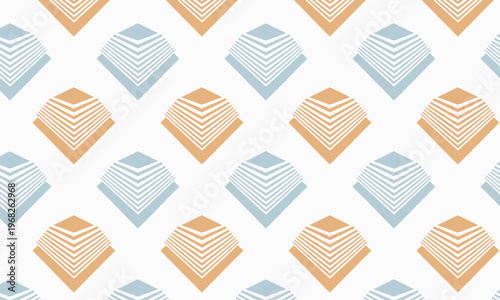 Seamless geometric isometric striped cube pattern, retro 3D diamond background