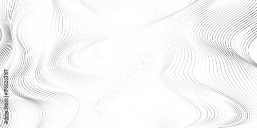 Abstract black smooth wave on a white background. Dynamic sound wave. Design element. Vector illustration.