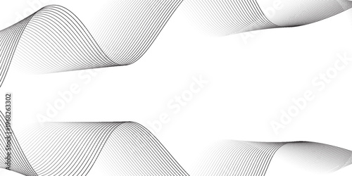 Abstract black smooth wave on a white background. Dynamic sound wave. Design element. Vector illustration.
