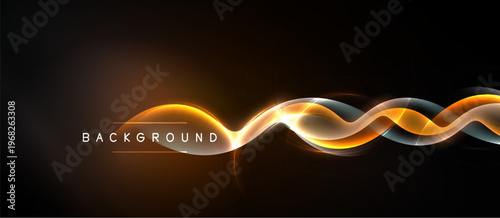 Abstract glowing lines over dark background. Bright orange, white waves create dynamic visual effect. Text reads background.