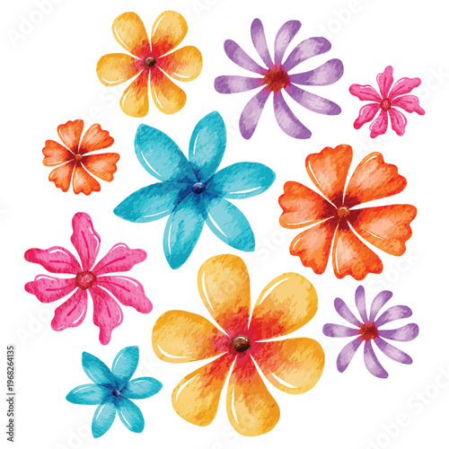 Vibrant Watercolor Floral Arrangement Collection  in various sizes and joyful hues, perfect for adding artistic flair to any creative project or decorative 