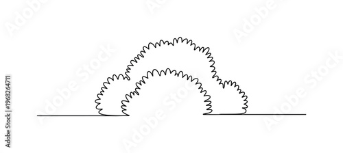 Shrub Silhouette. Minimalistic one-line drawing simplified bush outline, continuous single black line on white background, simple outline style, no shading, no