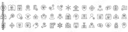 Psychology icon vector set. Psychologist Illustration sign collection. Group therapy symbol or logo.