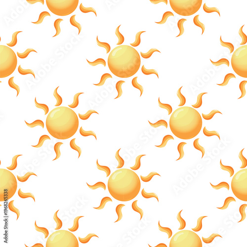 Seamless Sun Pattern Isolated on White Background for Clean Design